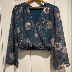 ASTR The Label Floral Sheer Shirt with Lining